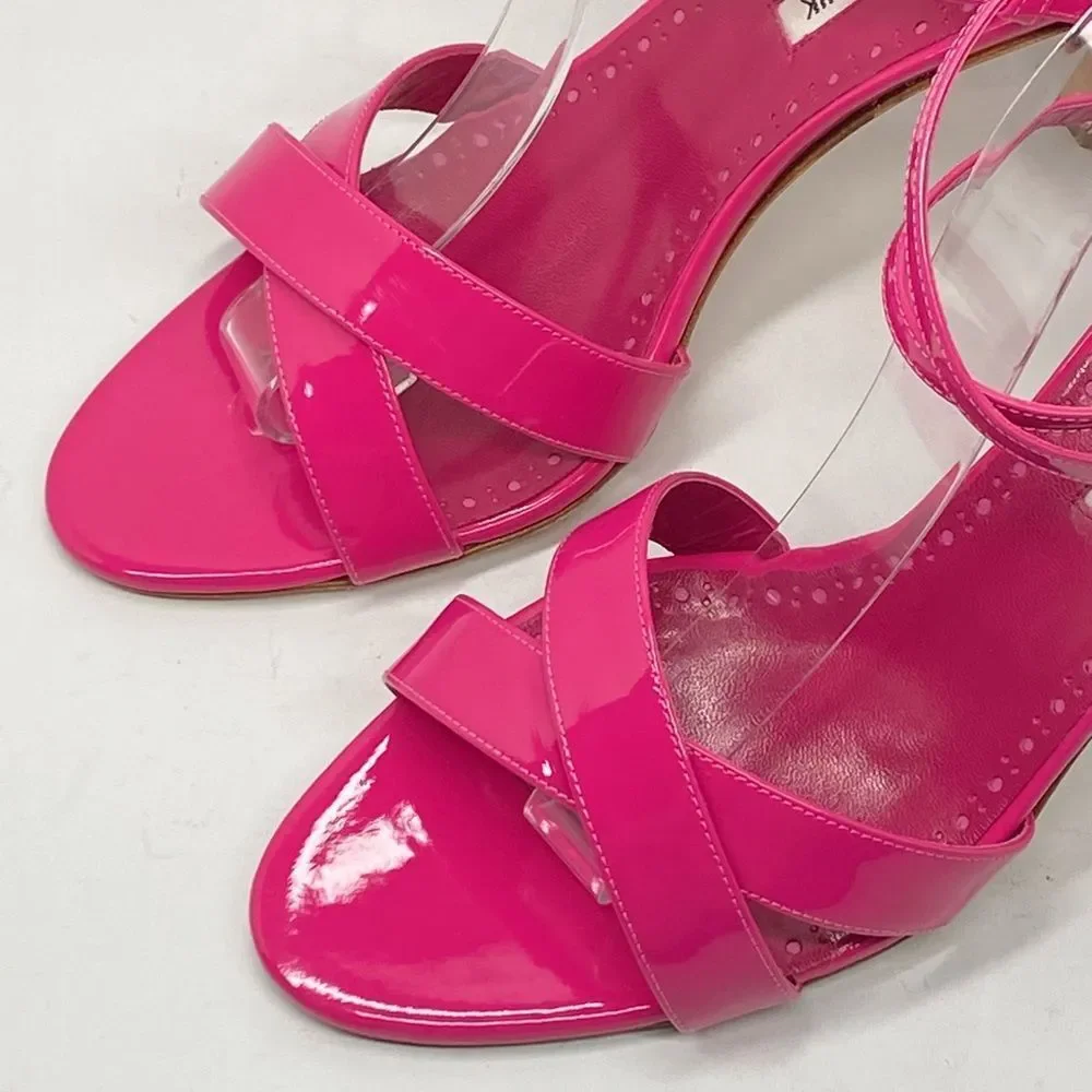 Manolo Blahnik Tormentas 90MM Patent Leather Ankle-Wrap Sandals size 41 - Picture 5 of 12